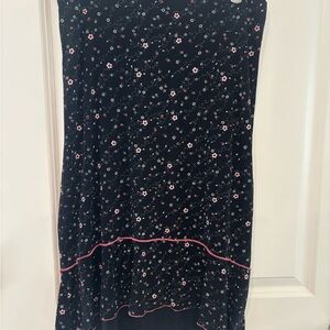 Susan Lawrence Black High-Low Skirt with Pink Floral Design